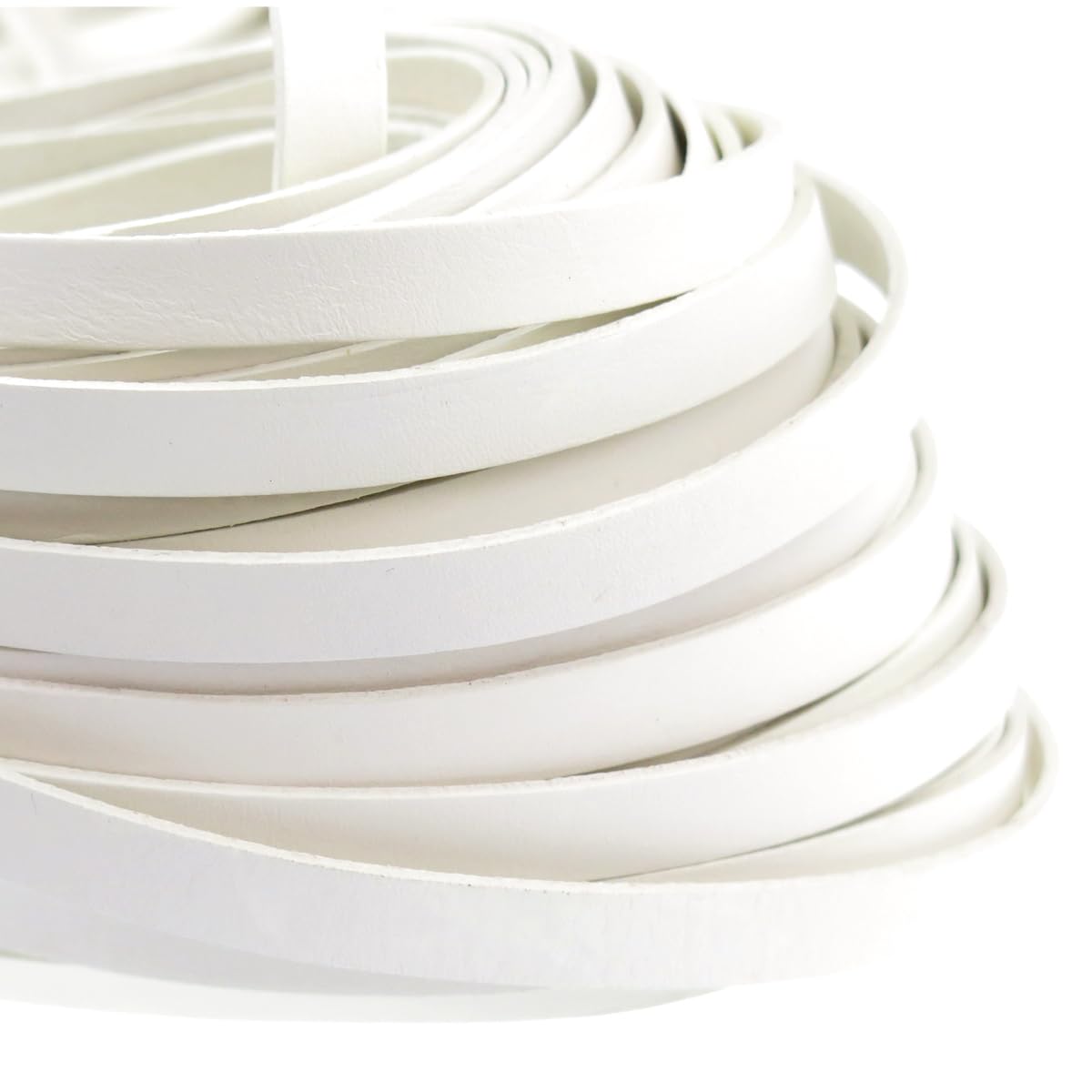 esnado Flat Leather Cord 10mm x 2mm White - 5 Metres