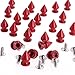 RUBYCA 12MM 20 Sets Metal Tree Spikes and Studs Metallic Screw-Back for DIY Punk Leather-Craft Red