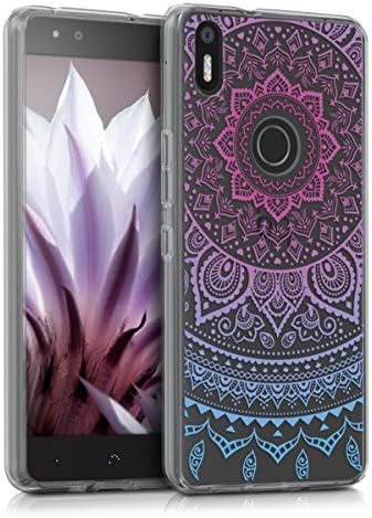 kwmobile Crystal TPU Silicone Case for bq Aquaris X5 Plus in Design Indian sun blue dark pink transparent