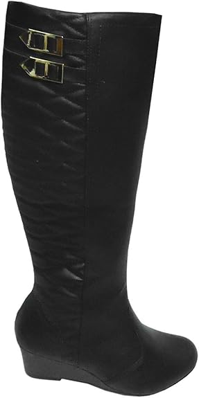 bota anabela cano longo