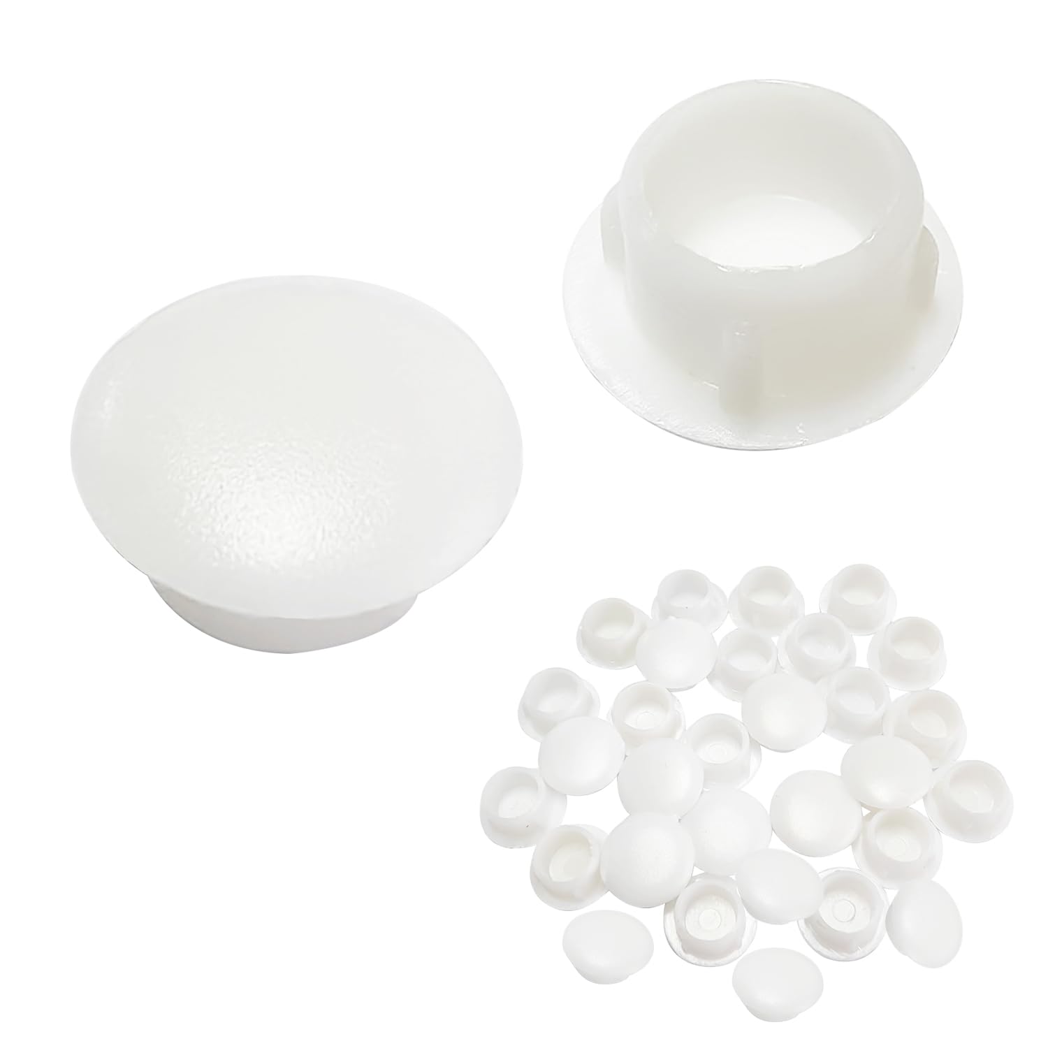 Qrity 25 Pieces White Plastic Hole Cover Caps, Drill Hole Cover Caps, Flush Type Panel Hole Plugs, For Hiding 8MM Holes