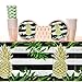 Pineapple Wedding Party Supplies Pack for 16 Guests: Straws, Dessert Plates, Beverage Napkins, Table Cover, and Cups