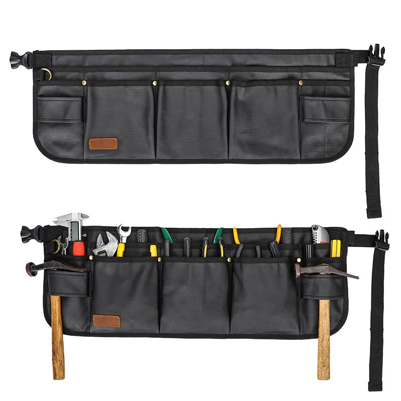 Tool Belt Pouches for Men Utility Belt Electrician Tool Bag Canvas Gardening Waist Tool Pouch with 13 Pockets for Men Women Carpenters Electricians Mechanics, Adjustable