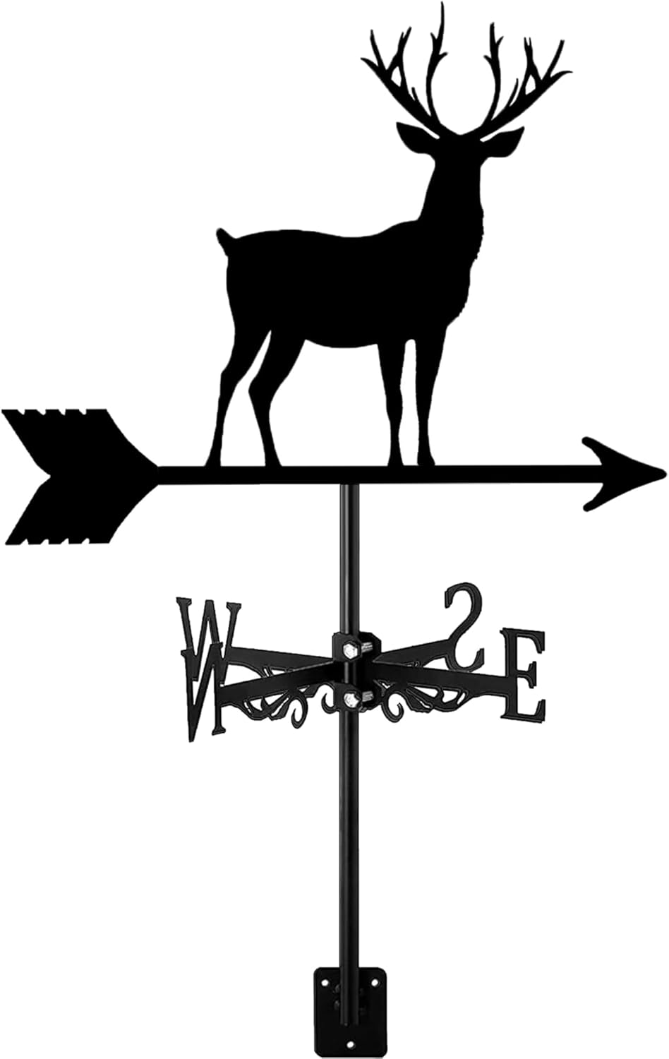 Weathervanes - Deer Weather Vane Weathervane for Garden Yard Lawn Farm Ornament Indicator Black Vintage Black Metal Weather Vane (D)