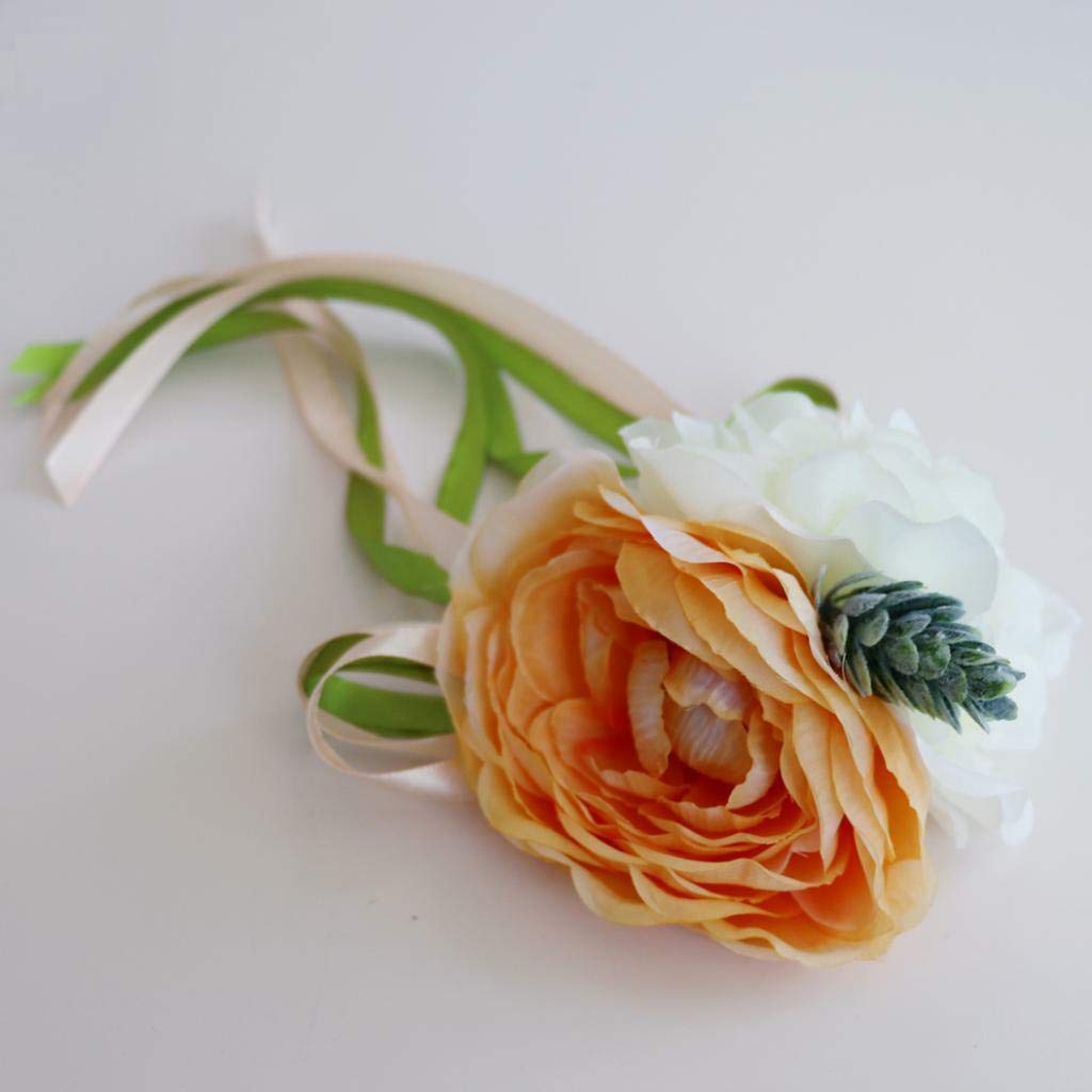 2pcs Silk Flower Ribbon Bridal Car Mirror Handle Chair Party Decor Champagne