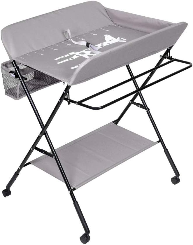 Ansley&HosHo Baby Changing Table Foldable with Unit Storage Bags, Mobile Infant Newborn Diaper