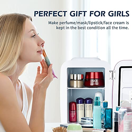 E EUHOMY Mini fridge for bedroom, 4 L / 6 cans Portable fridge