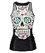 Ensasa Women's Fashion Rose Skull Flower Death Camisole Halter Top Sleeveless T-Shirt (S-XXL)