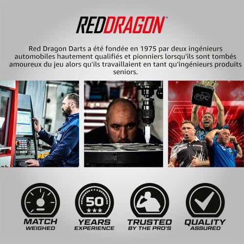 RED DRAGON Axis Series Tungstène Fléchettes Ensemble avec Vols, Arbres (tiges) et Portefeuille