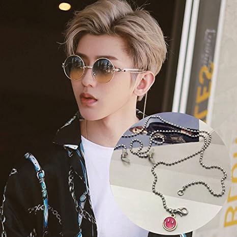 Amazon Co Jp ザーハさんと同じ形のサングラスのチェーンの眼鏡男の円形の小円枠は漸変して太子鏡のサングラスの韓国版の潮に変わります サングラス銀のビーズ チェーンの惑星からのブレーク ファッション