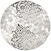 SAFAVIEH Adirondack Collection Area Rug - 8' Round, Silver & Ivory, Floral Glam Damask Distressed Design, Non-Shedding & Easy Care, Ideal for High Traffic Areas in Living Room, Bedroom (ADR114B)