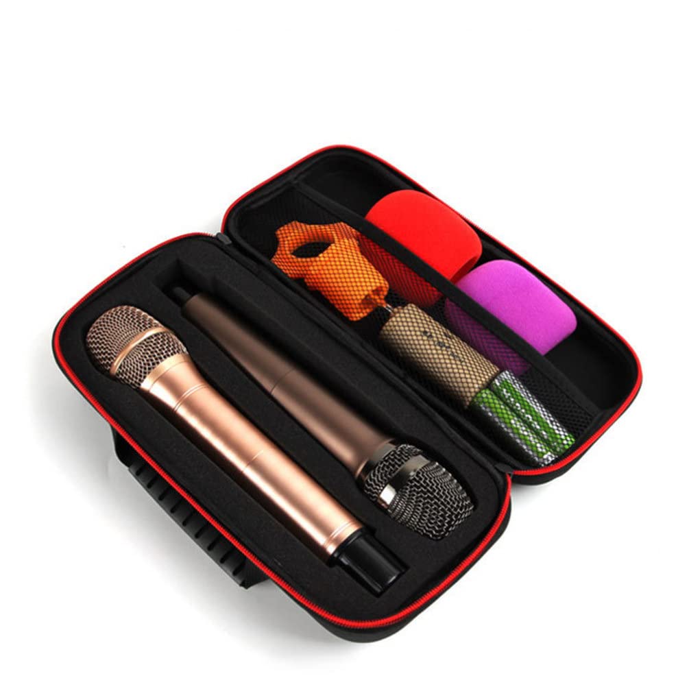 Dual Slot Microphone Case Portable Handheld Mic Storage Bag with Classic Zipper Lightweight Shockproof Design for Protection for Travel and Organization