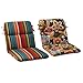 Pillow Perfect Reversible Floral Stripe Indoor/Outdoor 1 Piece Split Back Round Corner Chair Seat Cushion with Ties, Deep Seat, Weather, and Fade Resistant, 40.5