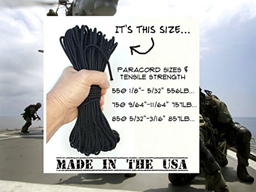 850-Black-Paracord-100-Feet-Test-Strength–8578-Stronger-than-550-Paracord-or-750-Paracord-Mold-Mildew-UV-Resistant-Made-in-the-USA-By-a-Certified-Military-Contractor-Life-Time-Exchange 850-Black-Paracord-100-Feet-Test-Strength–8578-Stronger-than-550-Paracord-or-750-Paracord-Mold-Mildew-UV-Resistant-Made-in-the-USA-By-a-Certified-Military-Contractor-Life-Time-Exchange