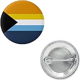 Demi AroAce Orange Blue Aro Ace Pride Flag Pin 1.5” Round Circle Shape Metal Button Pin Badge Pinback 1.5 inch Pin 38 mm 3.8 cm