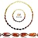 Baltic Amber Teething Necklace and Bracelet Set for Baby (Unisex - Rainbow - 12.5 Inches / 5.5 Inches) - 100% Authentic Amber Necklace and Amber Teething Anklet for Infant & Toddler