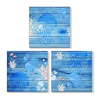 3 Piece Canvas Wall Art - Ocean Theme Mediterranean Style - Canvas Prints Home Artwork Decoration for Living Room,Bedroom - 12