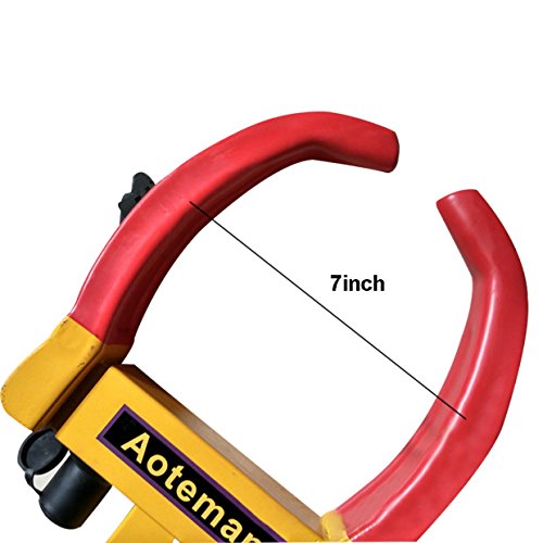 Wheel Locks Adjustable Locking Wheel Boot Clamp - A3 Steel Anti-theft Wheel Lock - Atomic + Plum Lock Cylinder for Car Boat Trailer And More From Theft (5.3 pounds)