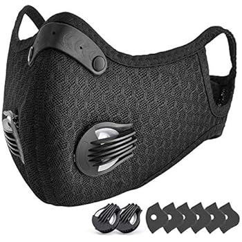 CCJK Dust Mask/Breathing Mask/Mouth Mask - N95 N99 Respirator Face Mask for Dust with Activated Carbon - Air Pollution Filter Mask for Pollen Allergy Woodworking Mowing Running Sport - Black