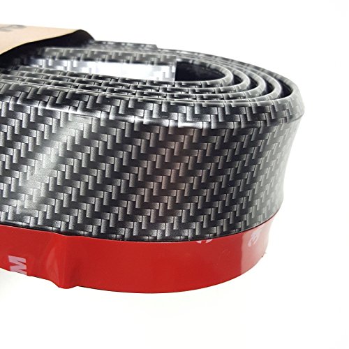 Universal Front Bumper Spoiler Carbon Fiber Style Bumper Lip Splitter Chin Spoiler Body Kit Trim (3M,Black)
