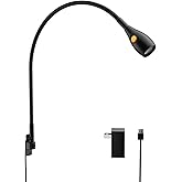 acegoo Wall/Headboard Mounted Reading Light with Handy Head Switch | CRI 98+ LED, 4000K &amp; Amber Nightlight, Flexible Gooseneck, All Aluminum Design, For Home Bedside Bedroom Living Room