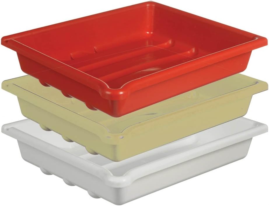 Set of 3 Darkroom Developing Trays - 18x13cm (7x5 inches). Three colour coded dishes.