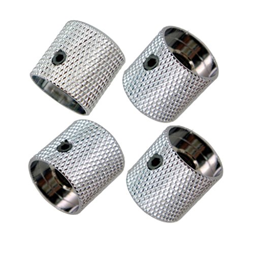 Pack of 4pcs Brass Dome Knob Volume Tone Control Knobs for Electric Guitar Bass Screw Type (Chrome)
