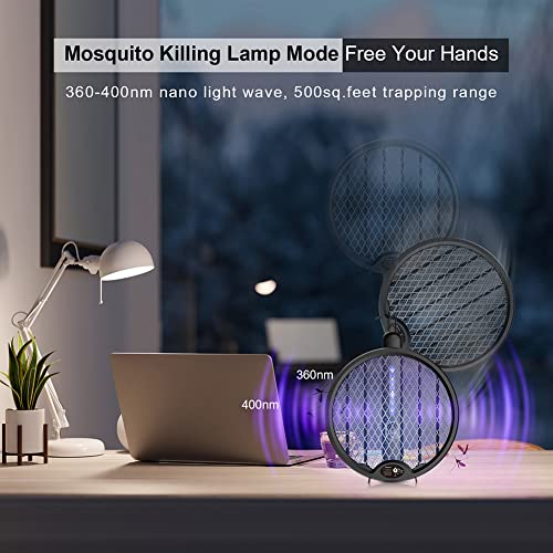Bug Zapper Electric Fly Swatter, Rechargeable Bug Zapper Racket with 2 Modes 4000V High Voltage