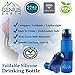 Genius Earth Foldable Water Bottle - Collapsible, Portable, Silicone Drink Bottle for Hiking, Sports & Travel. Lightweight, Reusable Bottles for Men, Women and Kids. BPA Free. 22oz