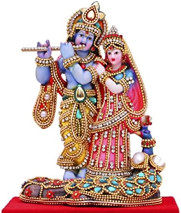 PAPILON ATTRACTIONS Hand Made Gold Plated Lord Radha Krishna Statue Spiritual idols For Puja Vastu Showpiece Religious Radha Kishan Pooja Gift item & Murti for Mandir/- 6.5x5x9 Inches By Papilon