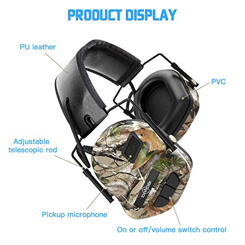 TOENNESEN 2019 Professional Sport Sound Amplification Electronic Shooting Earmuff, NRR 27 dB Ideal for Shooting and Huntingï¼ˆCamoï¼‰