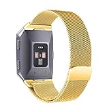 For Fitbit Ionic Bands, bayite Stainless Steel Milanese Loop Metal Replacement Strap with Unique Magnet Lock Accessories for Fitbit Ionic Large Gold