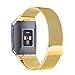 bayite for Fitbit Ionic Bands, Stainless Steel Milanese Loop Metal Replacement Strap with Unique Magnet Lock Accessories for Fitbit Ionic Large Gold