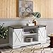 Home Accent Furnishings New 58 Inch Sliding Barn Door TV Console Solid White with Rustic Oak Colored Top