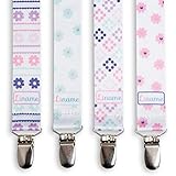 Liname Pacifier Clip for Girls - 4 Pack - Premium Quality & Modern 2-Sided Design - Pacifier Clips Fit all Pacifiers & Soothers - Perfect Baby Shower Gift