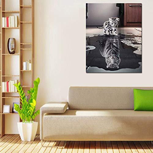 Malen nach Zahlen, DIY Handgemalt Ölgemälde für Erwachsene Kinder Anfänger- Katze oder Tiger Leinwanddruck Wandkunst… – Bild 4