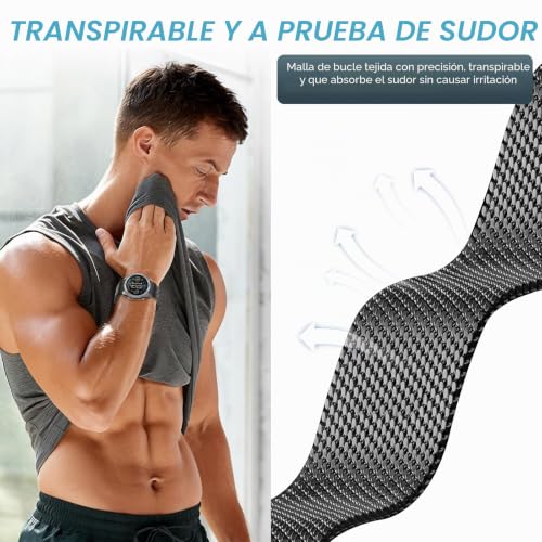 Titanium Strap for Garmin Fenix 8 47mm, Milanese Loop Bracelet, Parachute Buckle Straps Titanium for Garmin Fenix 7/7 Pro/6/6 Pro/5/5 Plus/Forerunner 935/945/955/965/Epix/Epix Pro Gen 2 47mm