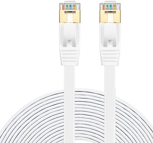 Cat 7 Ethernet Cable 3Ft White, Wintter Cat7 RJ45 Network Patch Cable Flat 10 Gigabit 600Mhz Lan Wire Cable Cord Shielded for Modem, Router, PC, Mac, Laptop, PS2, PS3, PS4, XBox 360