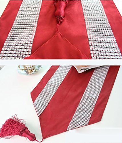 SAEKLL-Continental rhinestone suede table runner 32200,Red