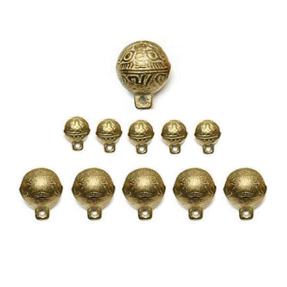 zosenda Extra Loud Cat & Dog Bell, 11 Pcs Brass Dog Collar Bell Set Pet Tracker, Retro Style Anti-Lost Location Bell for Cat Dog Collar Decoration, Training, Walking, Hiking, Hunting (Assorted Sizes)