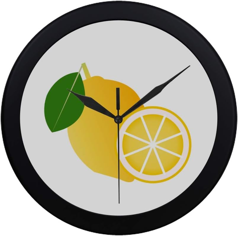 Chawzie Modern Simple Bright Yellow Lemon Fresh Fruit Wall Clock Indoor Movement Wall Clcok for Office,Bathroom,livingroom Decorative 9.65 Inch