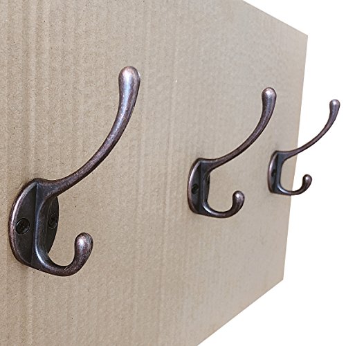 10 Pack Heavy Duty Dual Coat Hooks Wall Mounted with 30 Screws Retro Double Utility Rustic Hooks for Coat, Scarf, Bag, Towel, Key, Cap, Cup, Hat (Vintage Copper)