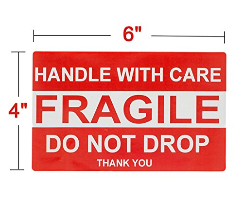 SJPACK Large Fragile Stickers 4'' x 6'' Eye-catching Fragile - Handle with Care - Do Not Drop - Than - //medicalbooks.filipinodoctors.org