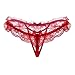FasiCat Womens Thongs Lace Pearl G-Strings Sexy Panties Underwear for Women Red
