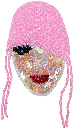 ID 9149 Sequin Woman Face Patch Celebrity Fashion Model Beaded Iron On Applique