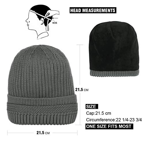 OMECHY Winter Warm Knit Beanie Hats Cuff Plain Toboggan Skull Ski Cap Grey