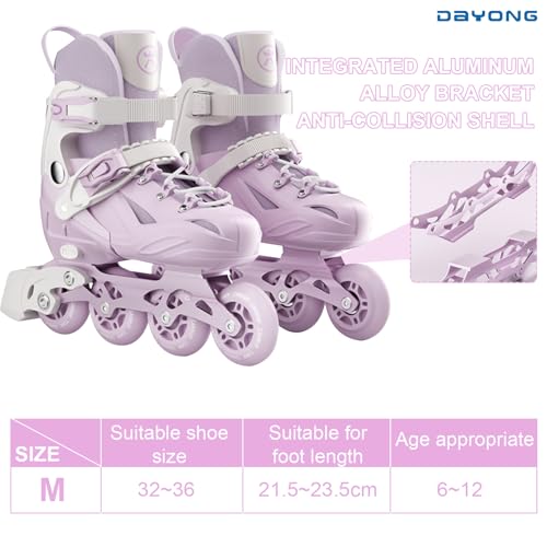 DAYONG Roller Skates for Kids, Adjustable Inline Skating Shoes with 8 Light Up Wheels and Double Adjusting Buckle, Dual Mode Breathable Rollerblades for Beginners, Kids, Adult.