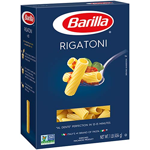 Barilla Rigatoni Pasta, 16 oz. Box (Pack of 12) NonGMO Pasta Made