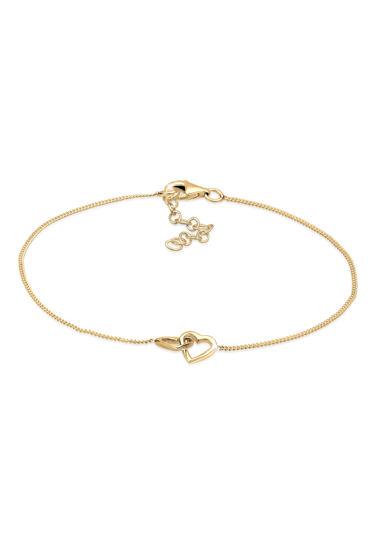 Elli Women's 925 Sterling Silver Gold Plated Xilion Cut Bracelets of Length 18 cm