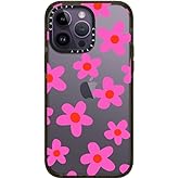 CASETiFY Impact iPhone 14 Pro Max Case [4X Military Grade Drop Tested / 8.2ft Drop Protection] - Bold Retro Seventies Flowers in Pink - Glossy Black